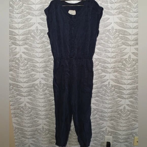 Hei Hei Jumpsuit Utility Boho Anthropologie Navy Lyocell - Picture 9 of 9